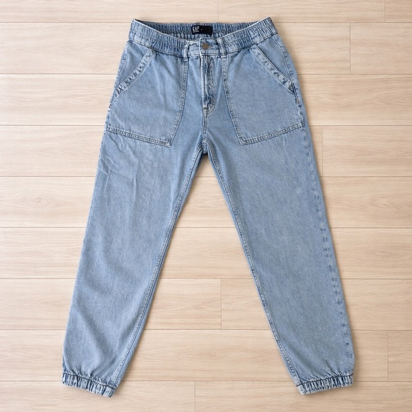 GAP Denim - GAP High Rise Girlfriend Utility Light Denim Joggers - Medium
